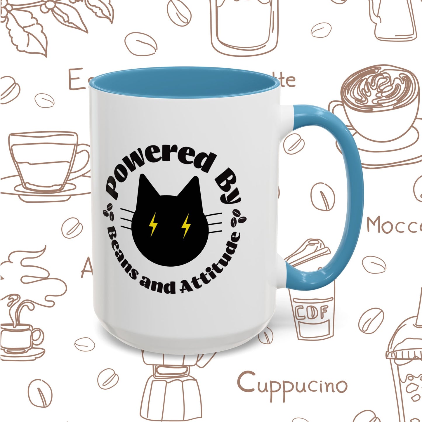 Powered By Beans and Attitude Coffee Mug | Accent Mug 11oz 15oz