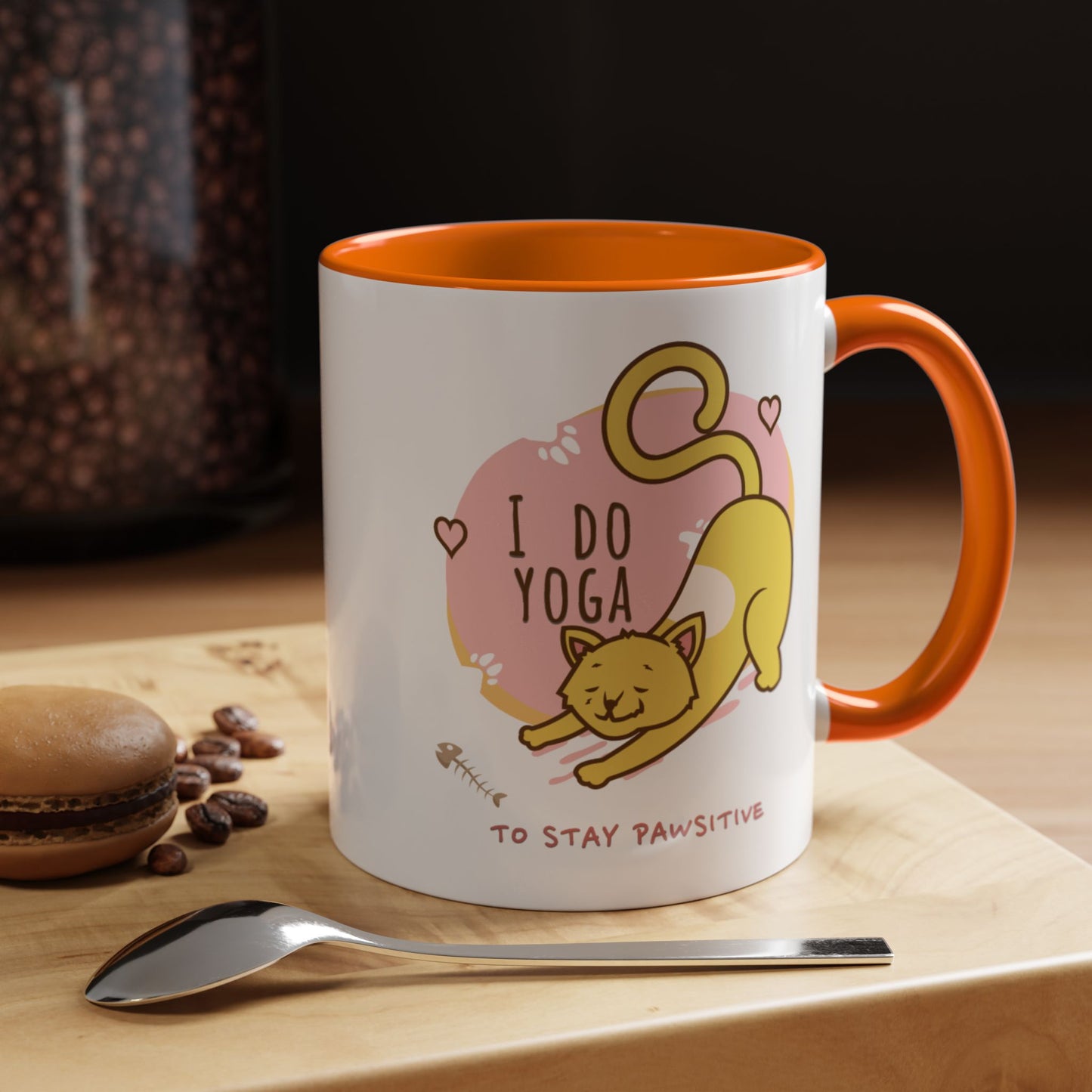 Pawsitive Vibes Coffee Mug - For Cat Lovers, Yoga Enthusiasts, Gift for Friends, Home Decor, Fun Kitchenware