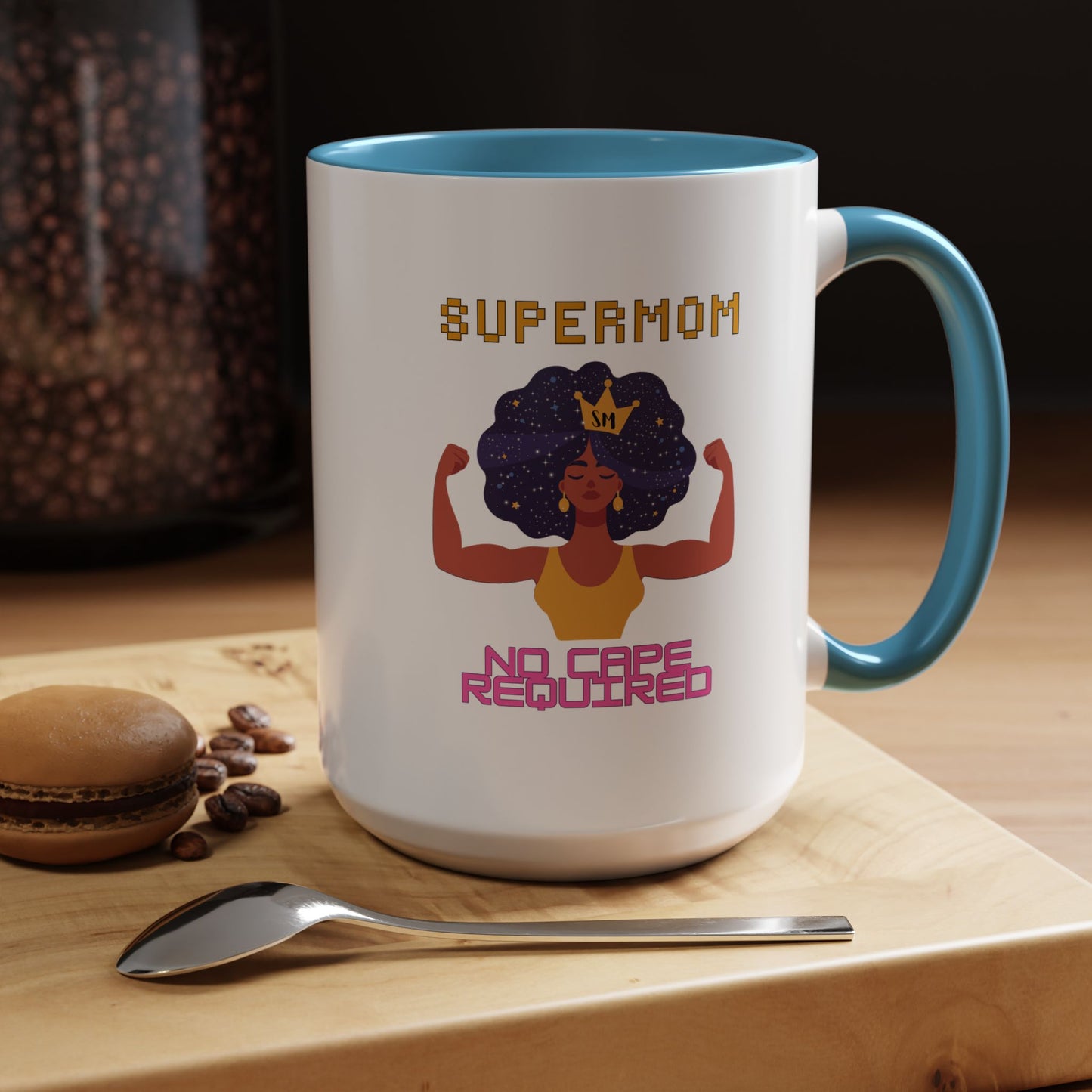 Accent Coffee Mug — "Supermom: No Cape Required" Empowerment Coffee Mug