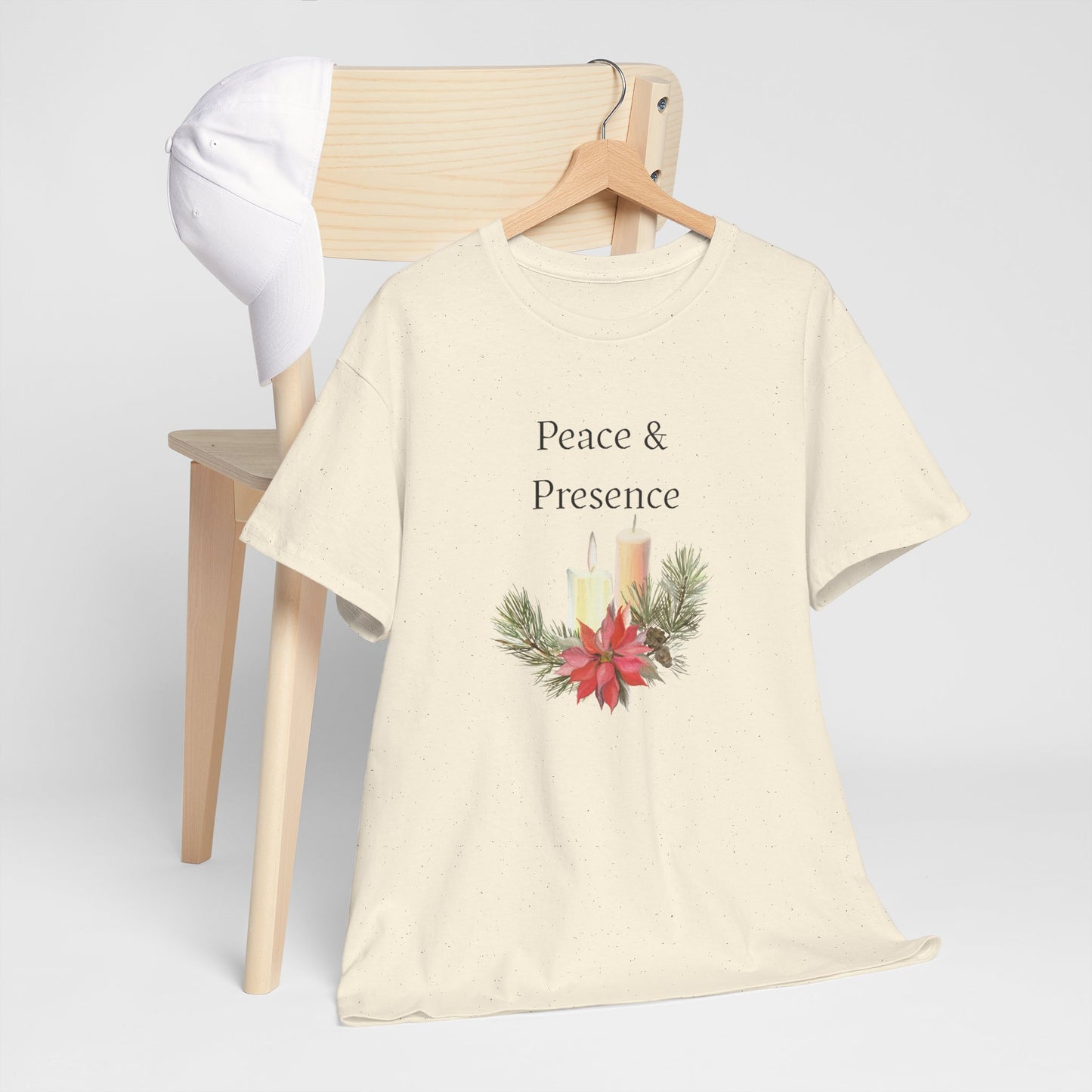 Peace & Presence Cozy Tee — Holiday Floral Christmas T‑Shirt, Cozy Christmas Aesthetic