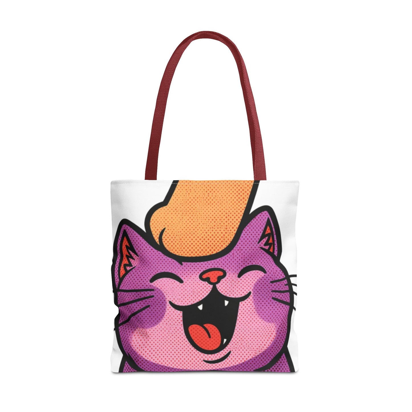 Happy Purple Cat Tote Bag — Cute Kawaii Cat Face AOP Tote