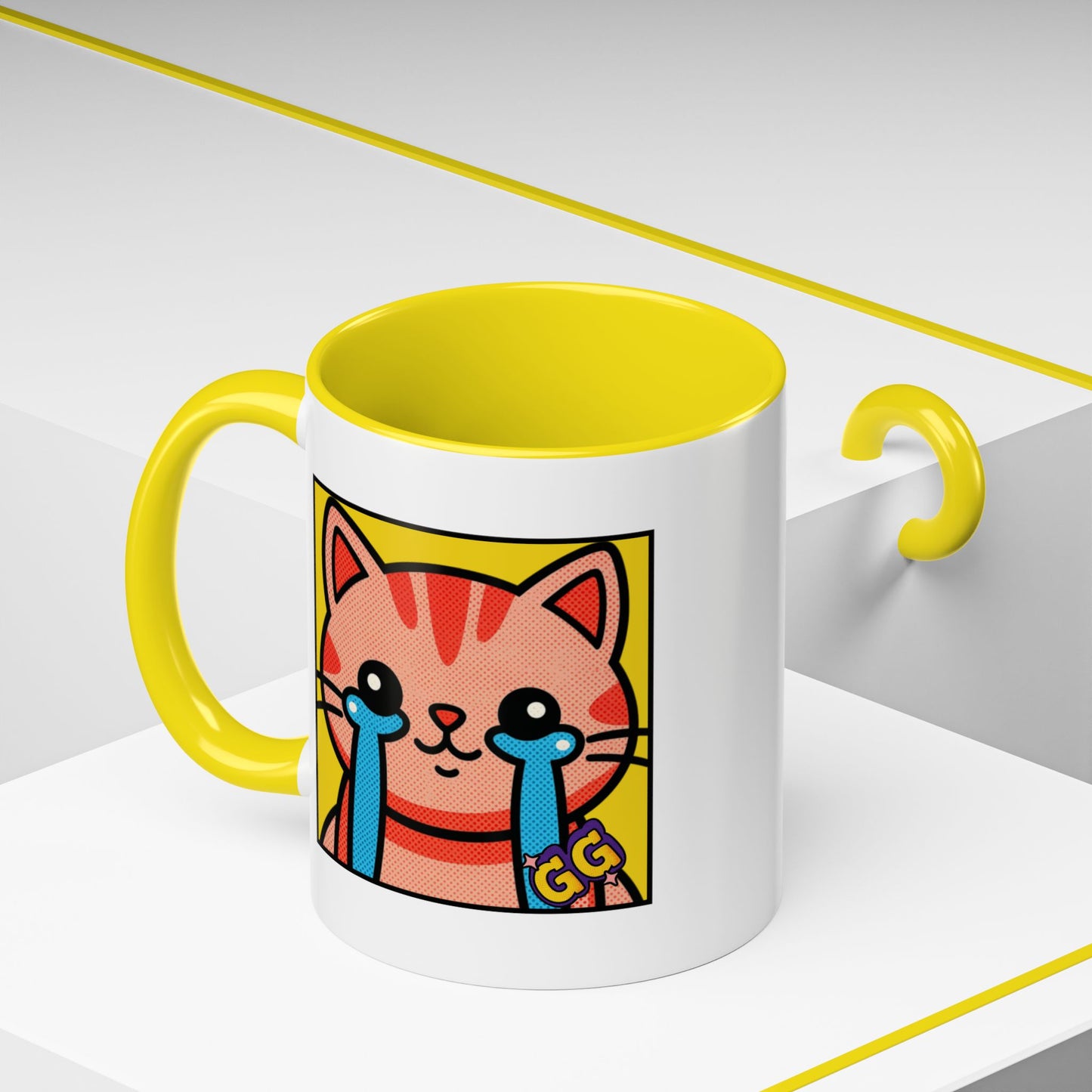 Good Game Tears of Joy - Cute Crying Cat Accent Coffee Mug (11/15oz) – Kawaii Pop Art Cat Emote GG
