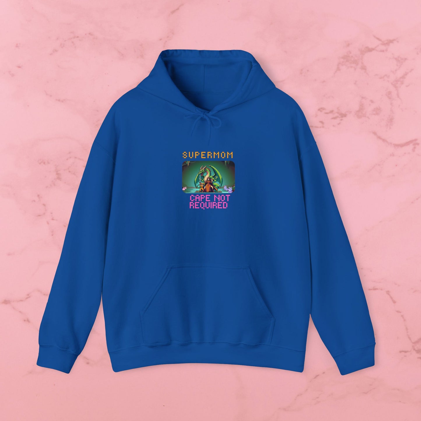 Supermom Hoodie – "Cape Not Required" Retro Neon Mom Hoodie