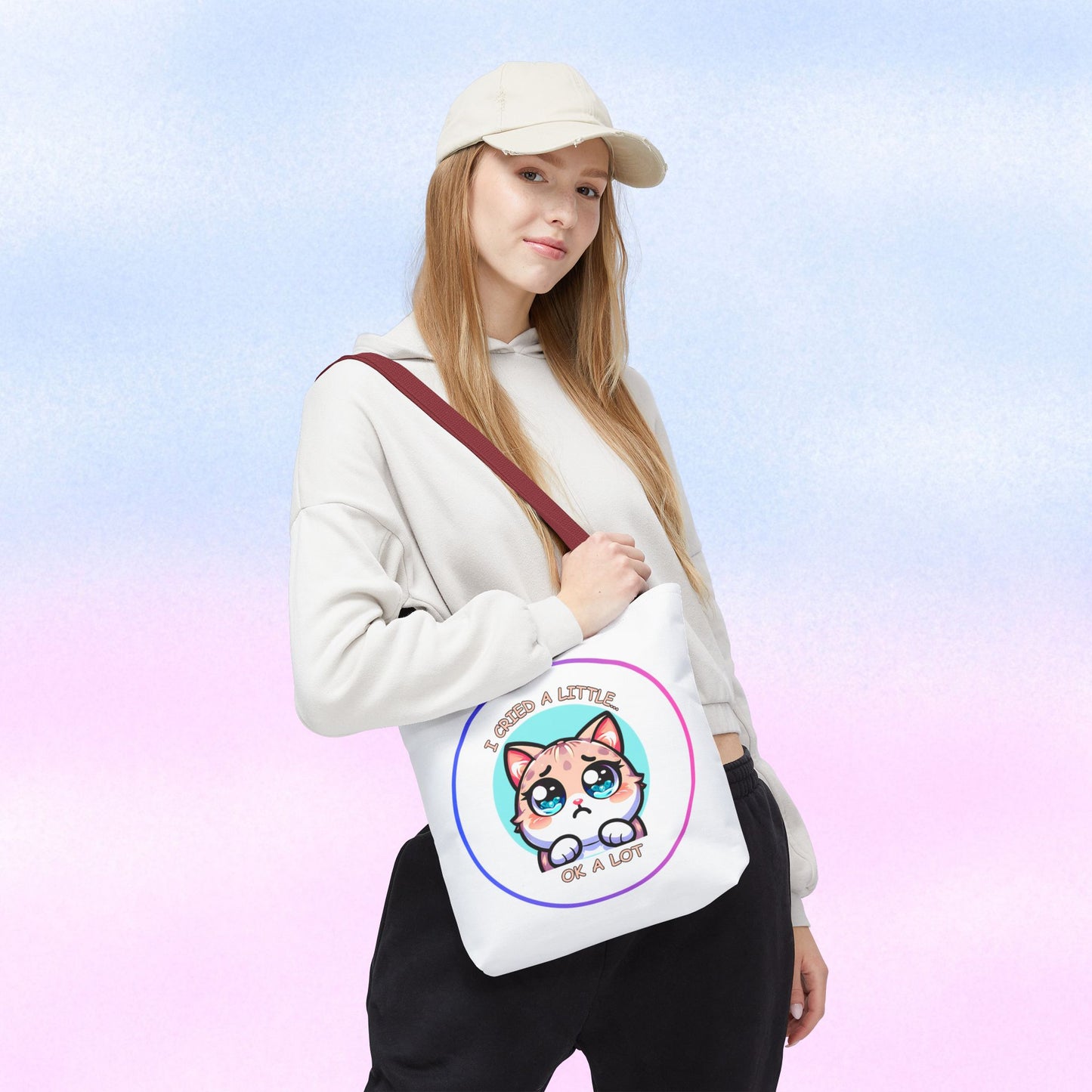 I Cried a Little.... Ok a lot - Tote Bag | Cute Kawaii Cat Illustration
