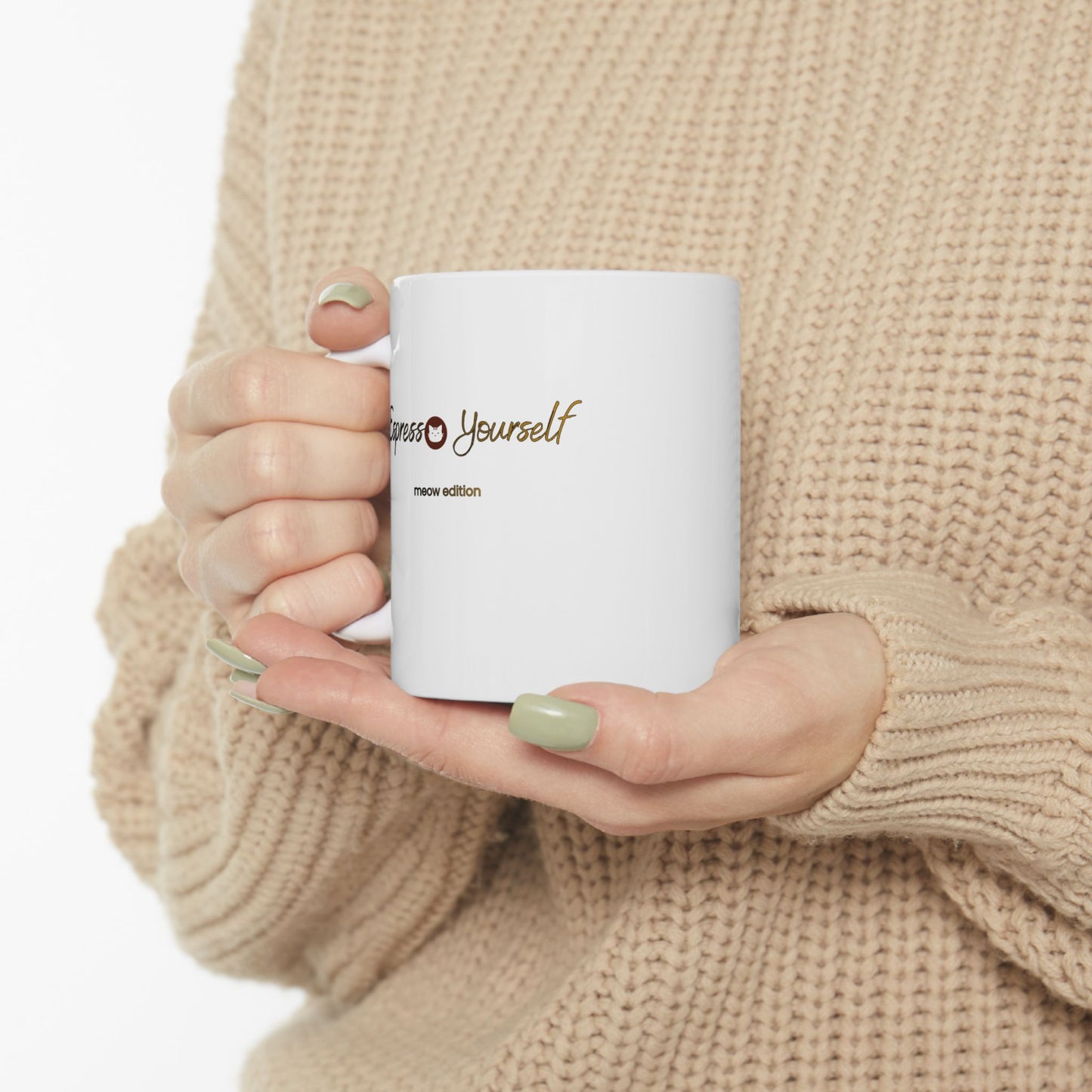 Espresso Yourself Meow Edition Coffee Cat Ceramic Mug – Funny Coffee Quote 11oz & 15oz