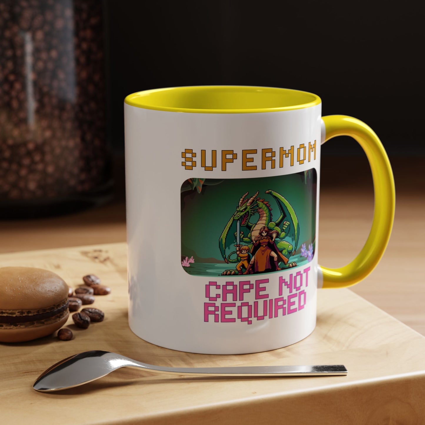 Dungeon Crawling Coffee Mug — "Supermom: Cape Not Required" Accent Mug (11/15oz)