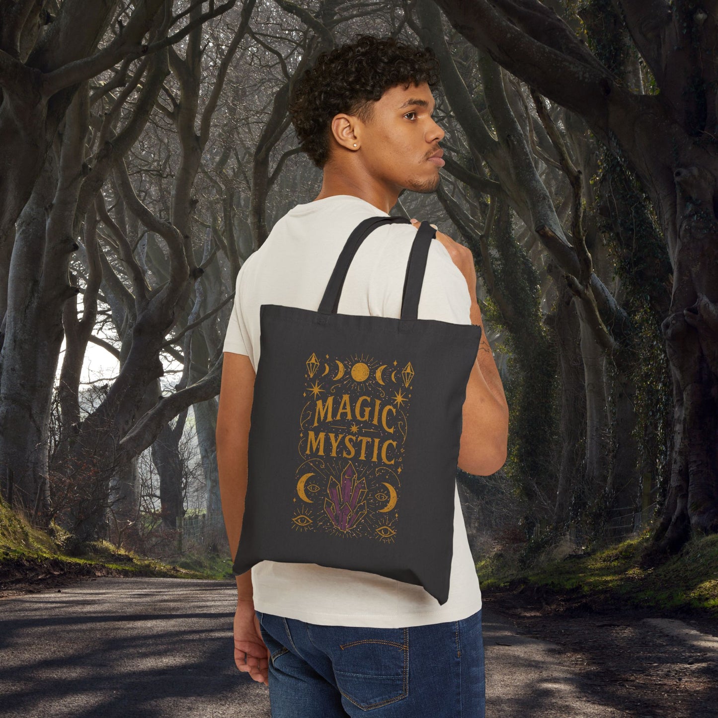Mystical Magic Cotton Canvas Tote Bag - Witchy/Occult Aesthetic - Perfect for Halloween, Eco-Friendly, Gift for Witches, Market Bag, Shopping Tote, Witchy Vibes