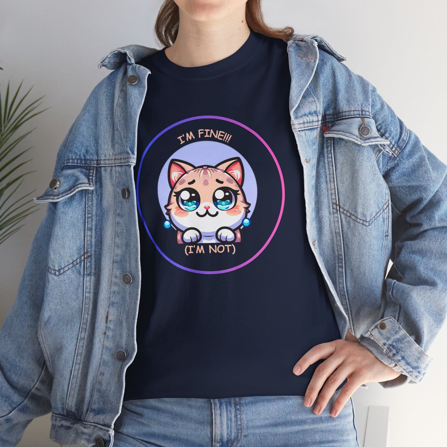 I'm Fine (I'm Not) — Cute Kawaii Cat Meltdown Emote Graphic T-Shirt
