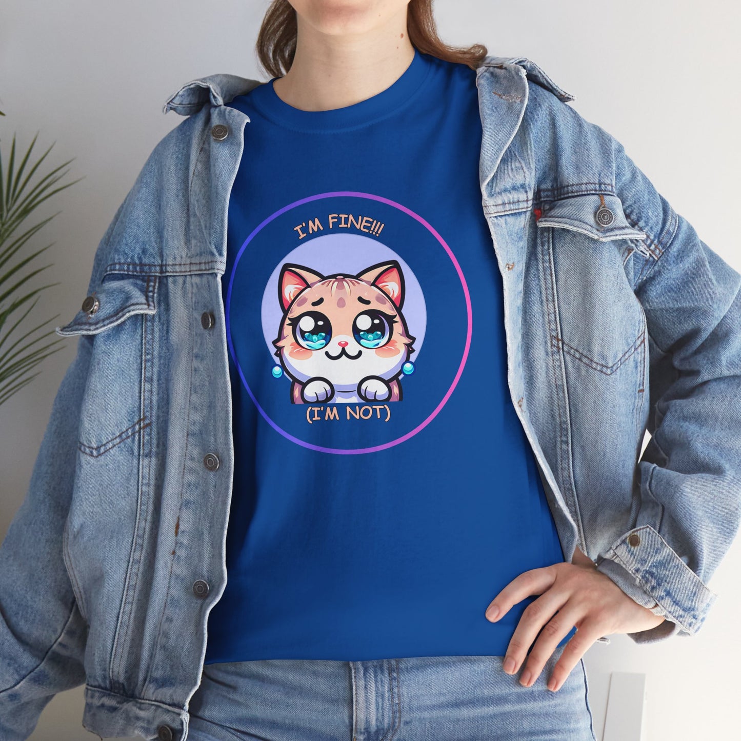 I'm Fine (I'm Not) — Cute Kawaii Cat Meltdown Emote Graphic T-Shirt