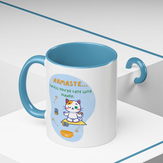 Namaste Cat Accent Coffee Mug | Cute Cat Mug, Coffee Cup Gift, Yoga Lover's Mug, Cat Lover Gift, Stylish Drinkware