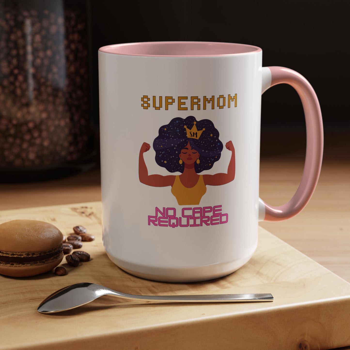 Accent Coffee Mug — "Supermom: No Cape Required" Empowerment Coffee Mug