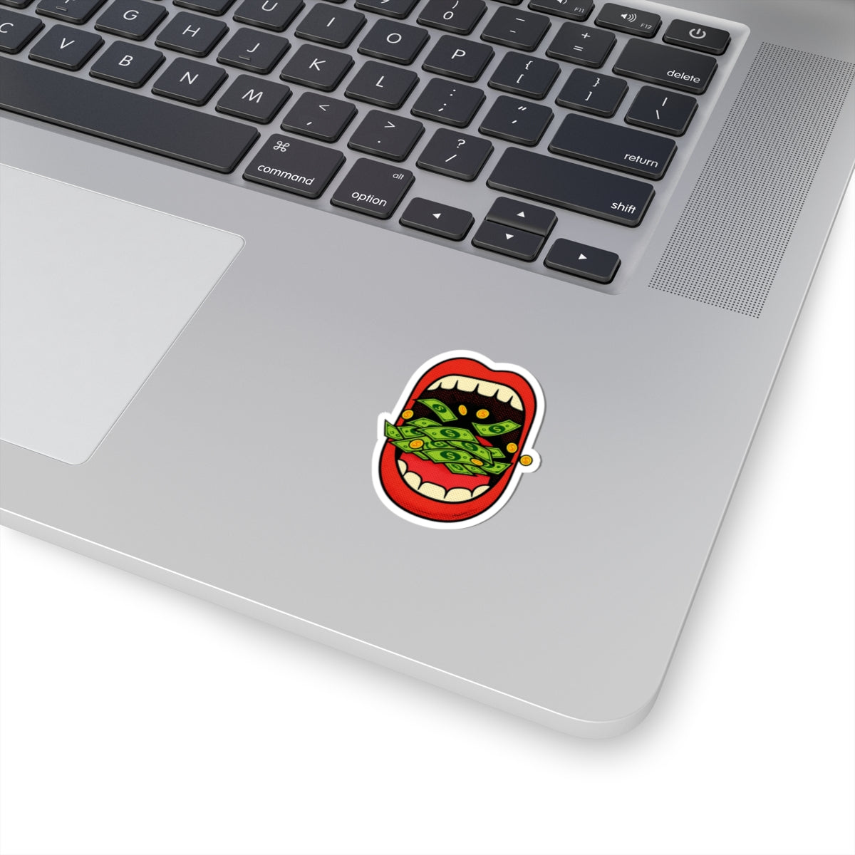 Pop Art Money Mouth Kiss-Cut Sticker — "Eating Prosperity"