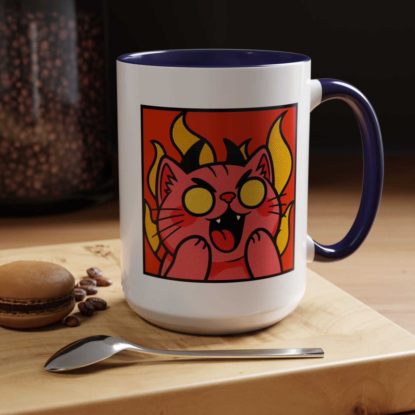 Evil Laughing Cat - Twitch Emote - Cute Devil Cat Accent Coffee Mug (11/15oz)