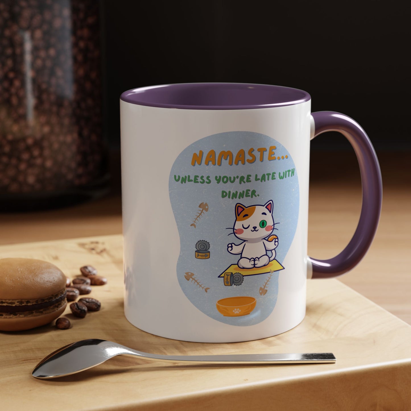 Namaste Cat Accent Coffee Mug | Cute Cat Mug, Coffee Cup Gift, Yoga Lover's Mug, Cat Lover Gift, Stylish Drinkware