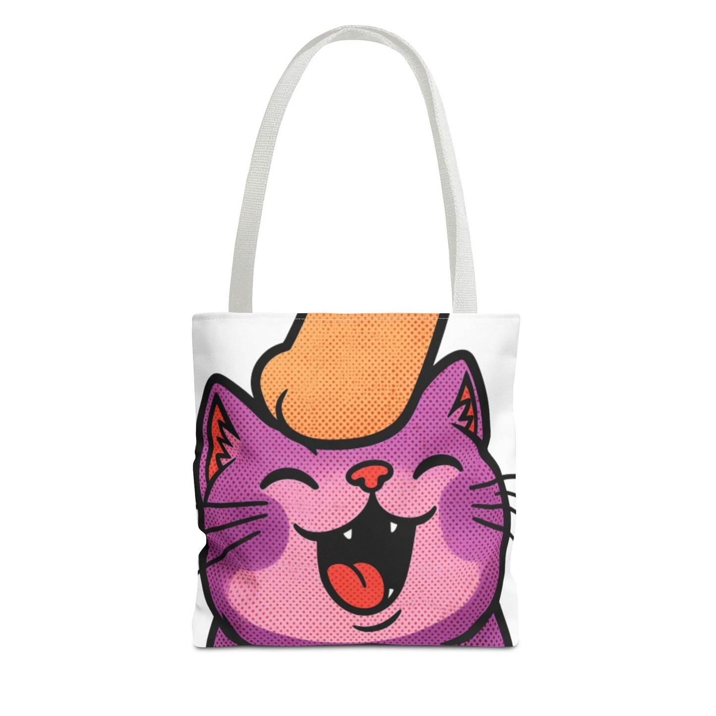 Happy Purple Cat Tote Bag — Cute Kawaii Cat Face AOP Tote