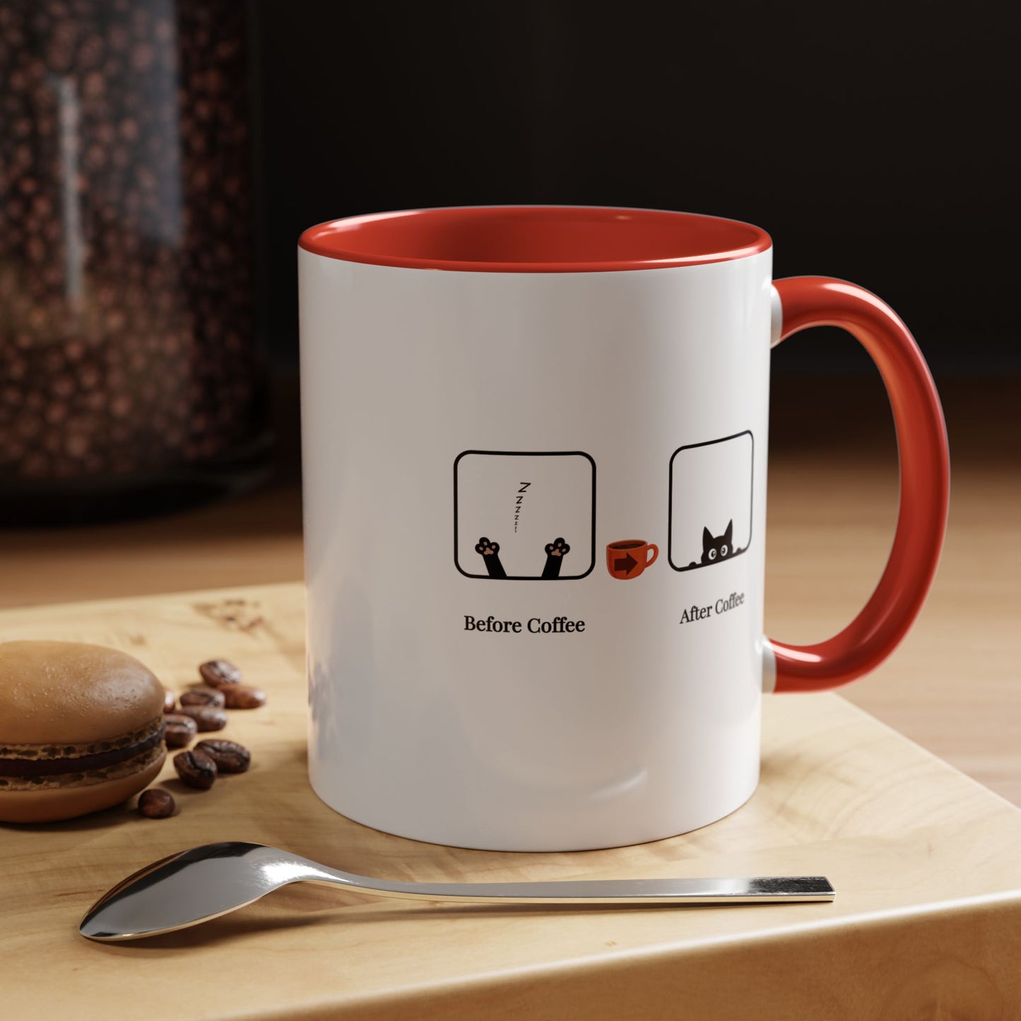 Coffee Mug — "Before Coffee / After Coffee" Cat Accent Mug (11/15oz)