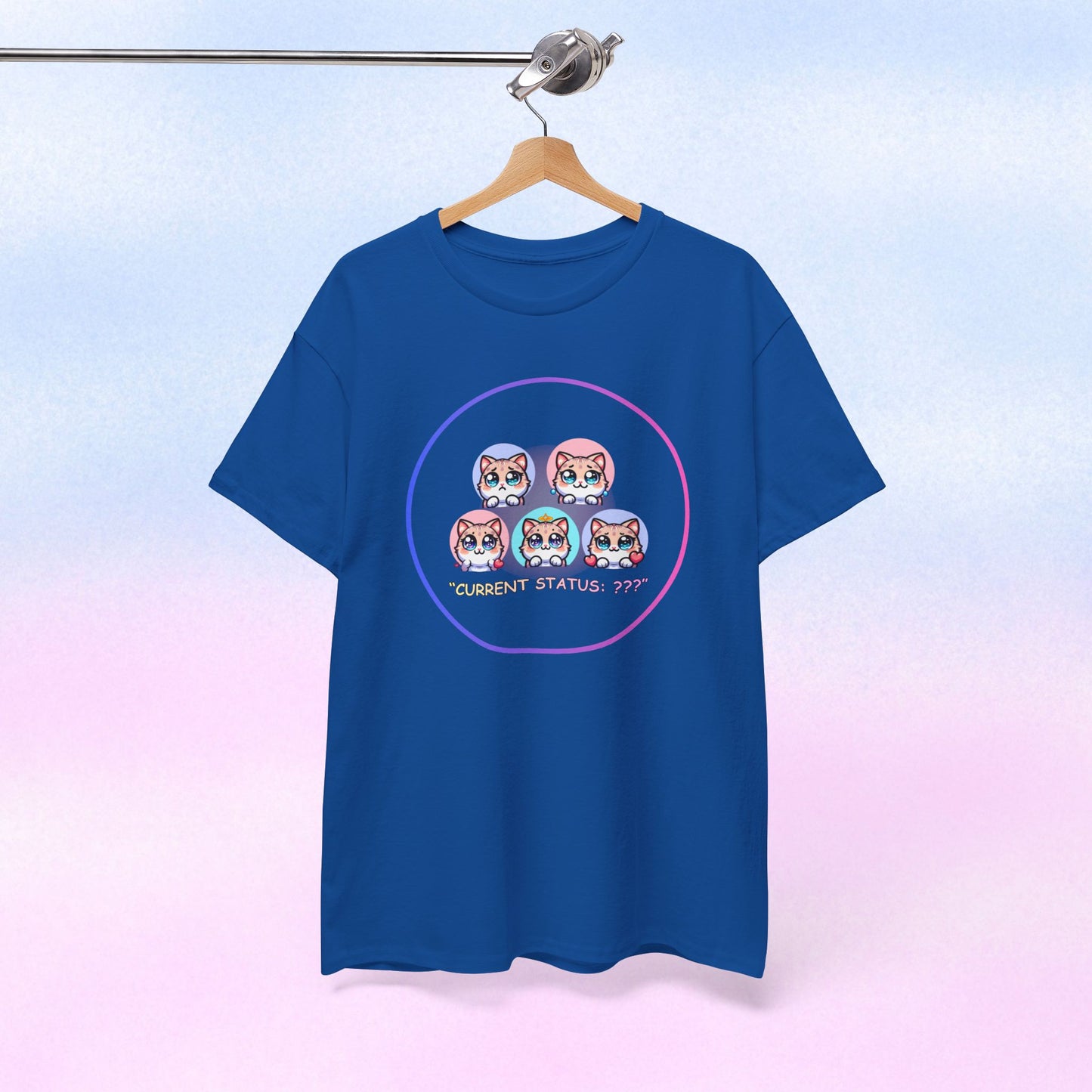 Cat Mood Tee — "Current Status: ???" Cute Kawaii Cat Faces T-Shirt