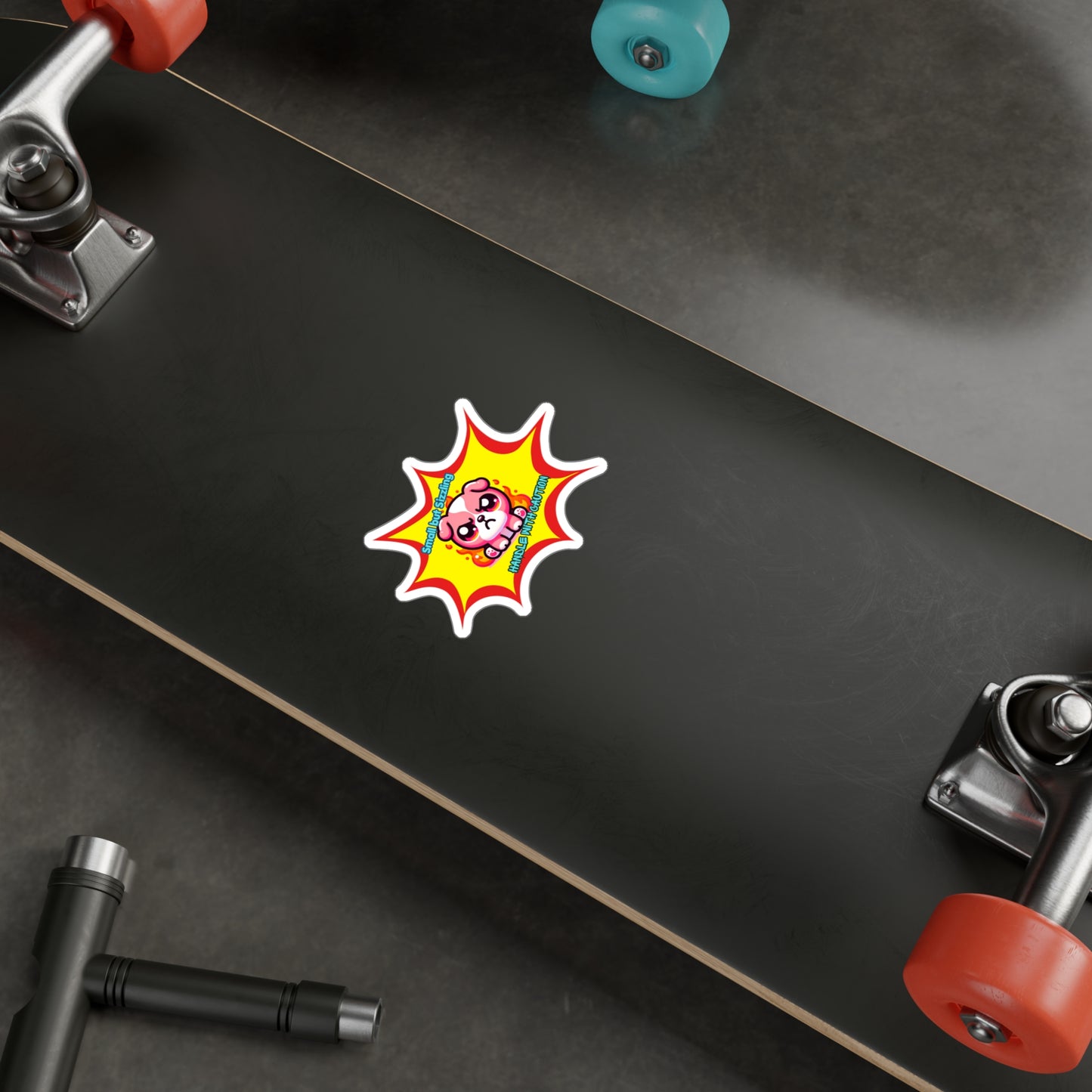 Small but Sizzling Bulldog Vinyl Decal — Fiery Pink Kiss-Cut Sticker