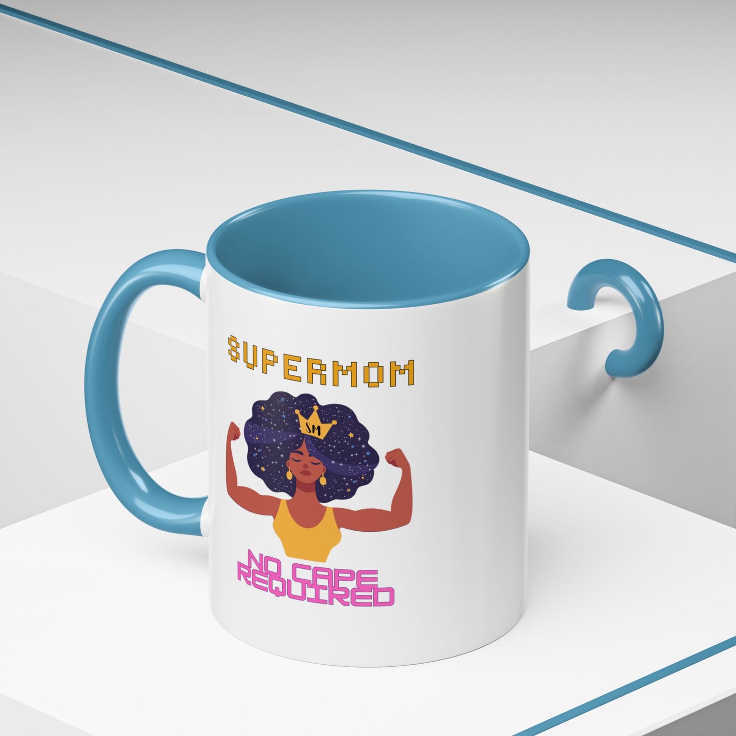 Accent Coffee Mug — "Supermom: No Cape Required" Empowerment Coffee Mug