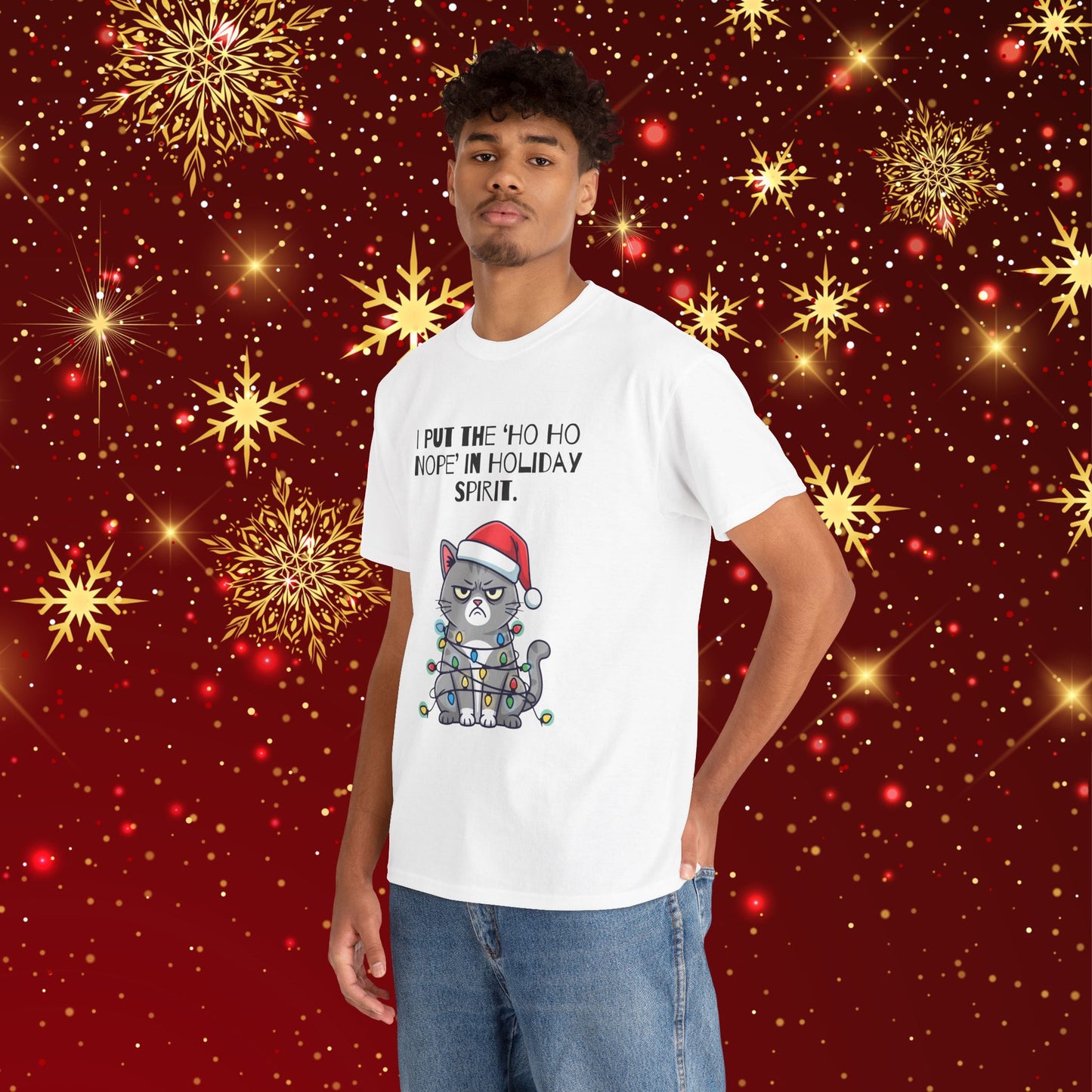 Grumpy Cat Christmas T-Shirt – "I Put the 'Ho Ho Nope' in Holiday Spirit"