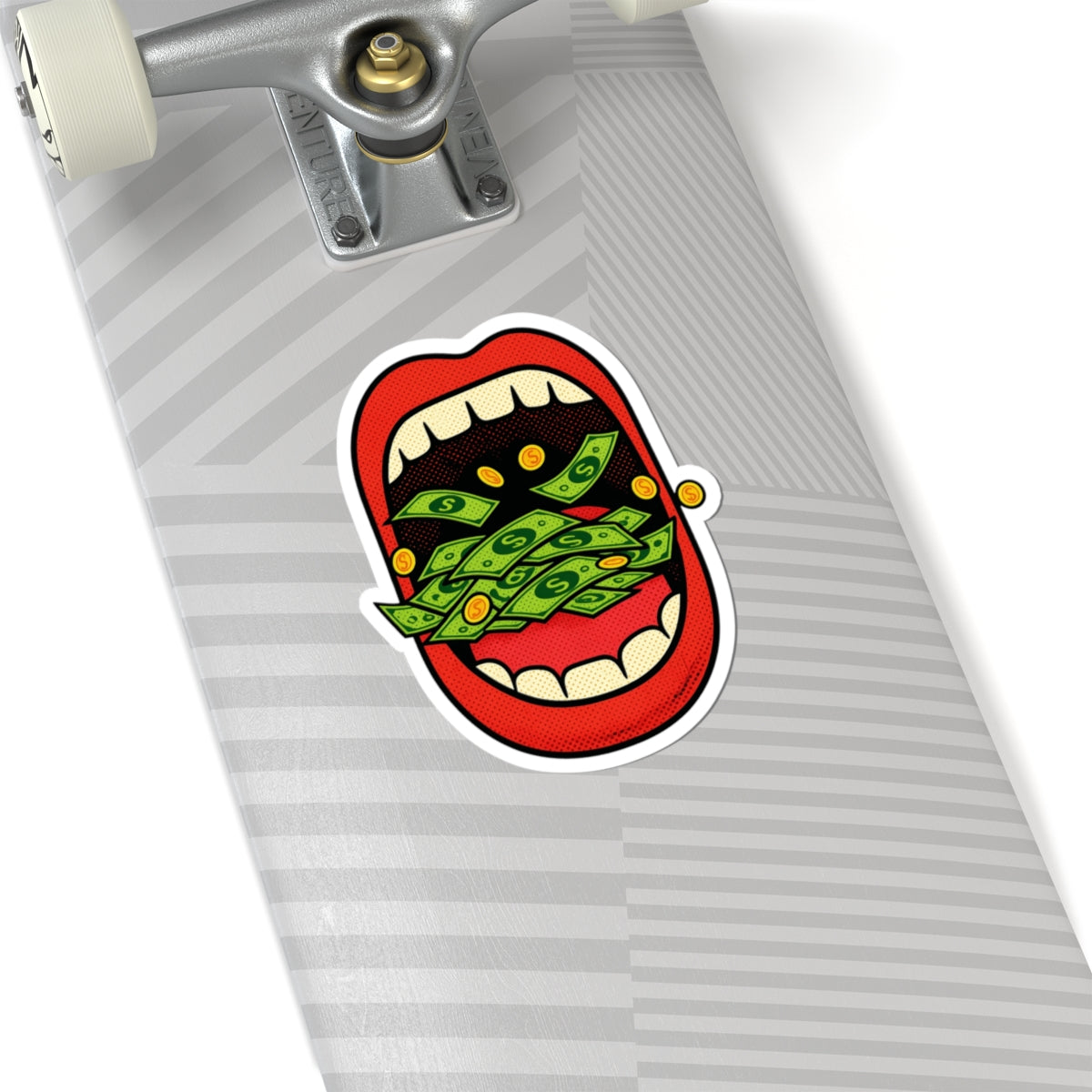 Pop Art Money Mouth Kiss-Cut Sticker — "Eating Prosperity"