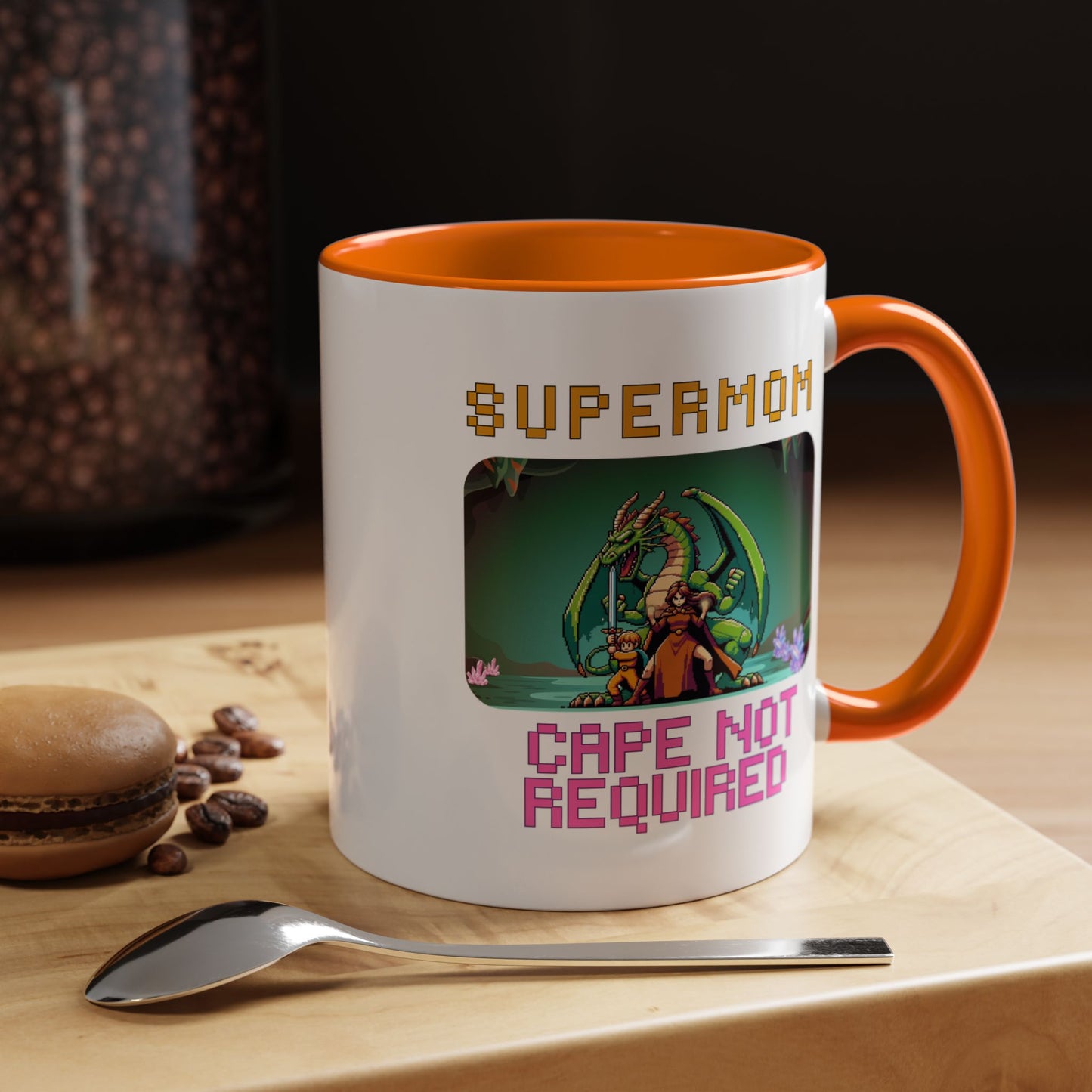 Dungeon Crawling Coffee Mug — "Supermom: Cape Not Required" Accent Mug (11/15oz)