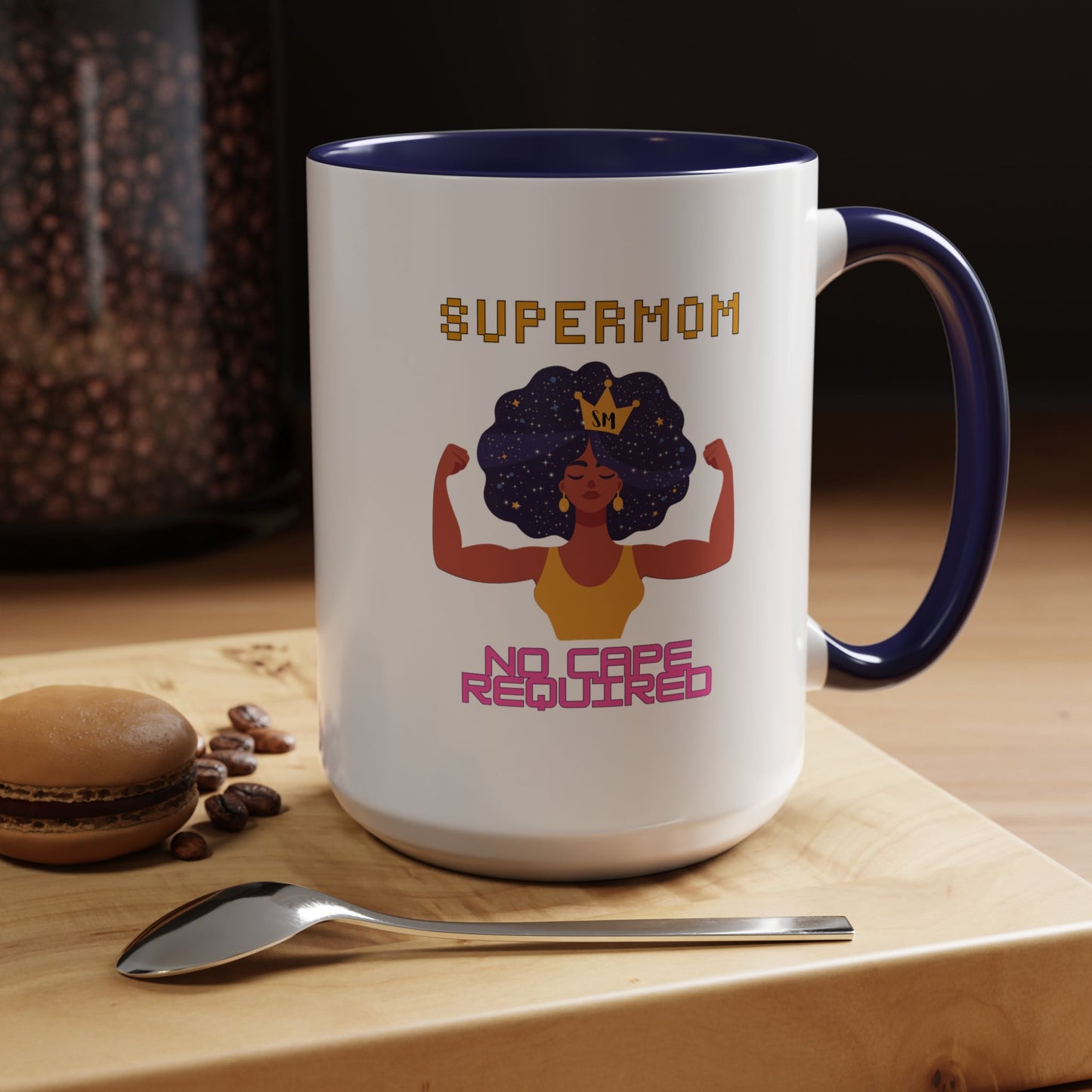 Accent Coffee Mug — "Supermom: No Cape Required" Empowerment Coffee Mug