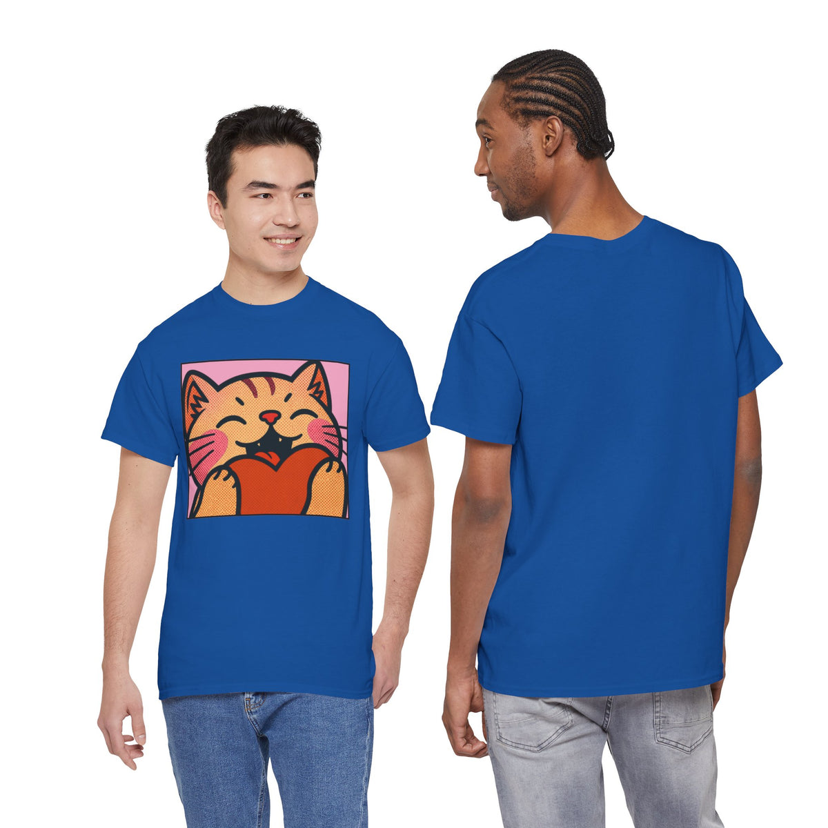 Cute Cat Holding Heart T‑Shirt — Cute Kitty Love Graphic Tee